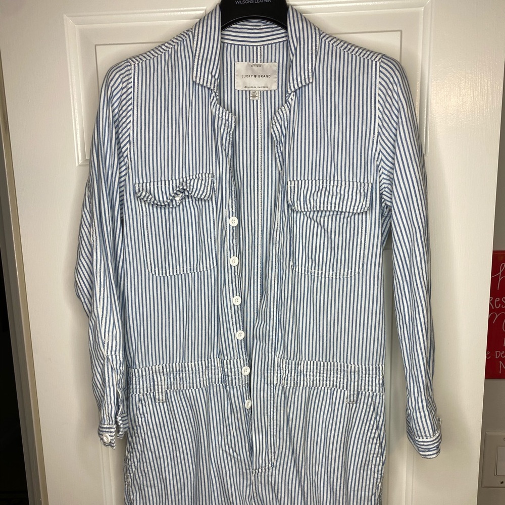Lucky Brand Blue & White Stripped Romper